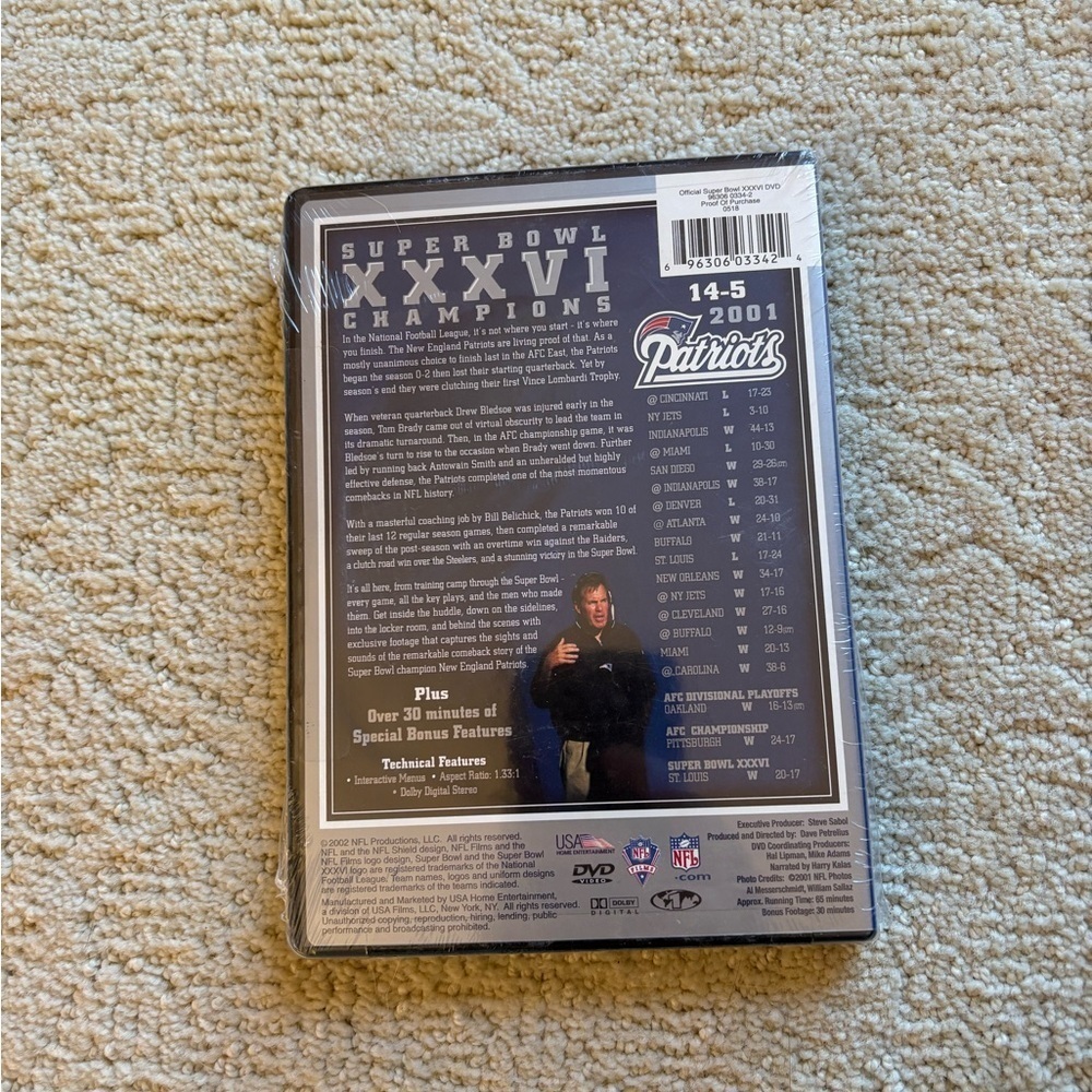 Super Bowl XXXVI Champions Patriots DVD - Picture 3 of 3